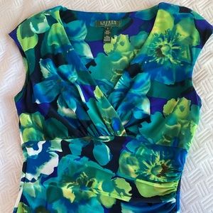 Stretchy Blue Dress with Cap Sleeves